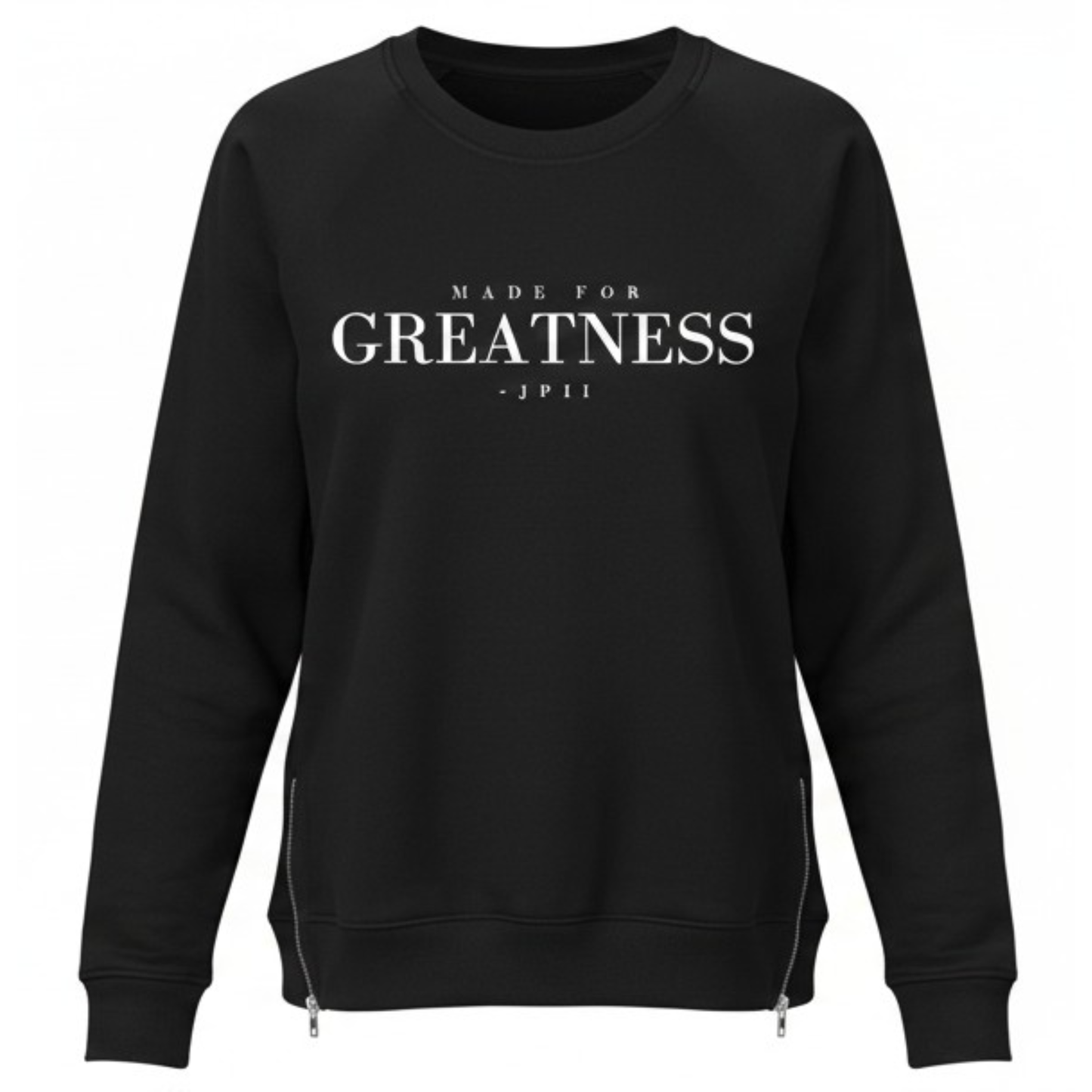PREORDER: Made For Greatness Double Zipper Crew Neck Pullover Black