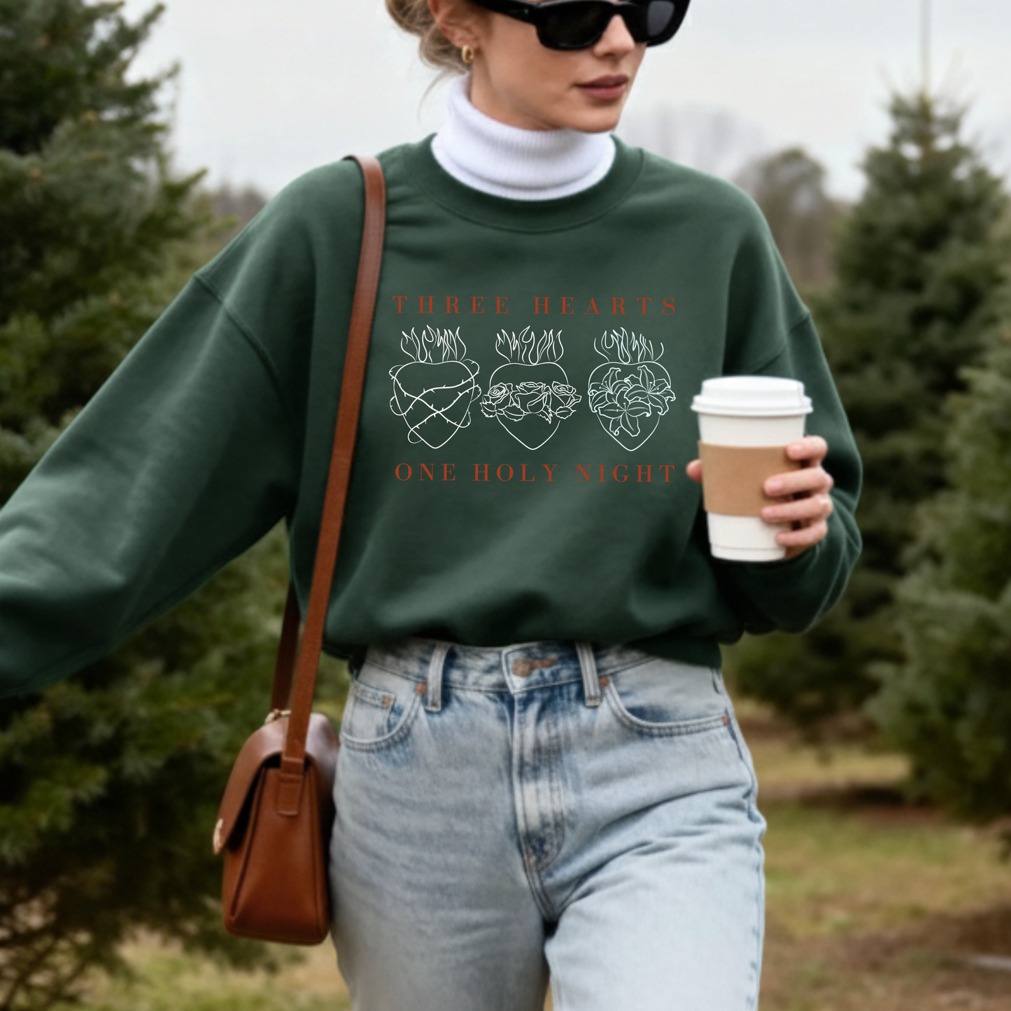 Holy Hearts Holy Night Crew Neck Pullover Immaculate White