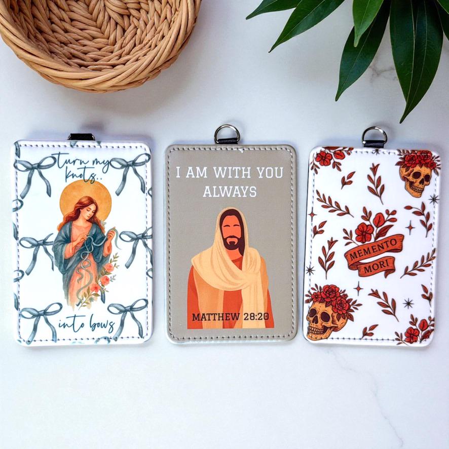 Catholic Teach gift for catholic nurse Marian Devotion Accessory for Educator Miraculous Medal ID badge holder Work School Catechist RE gift