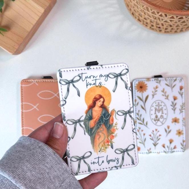 Catholic Teach gift for catholic nurse Marian Devotion Accessory for Educator Miraculous Medal ID badge holder Work School Catechist RE gift